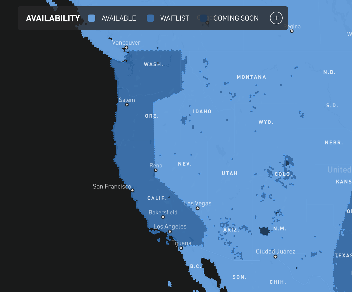 Starlink waitlist map.