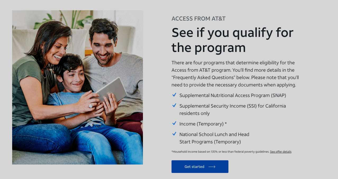 Qualifications for AT&T low-income plan in Oakland.