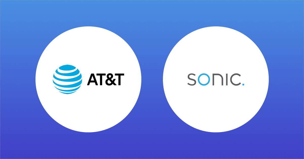 AT&T vs Sonic logo illustration.