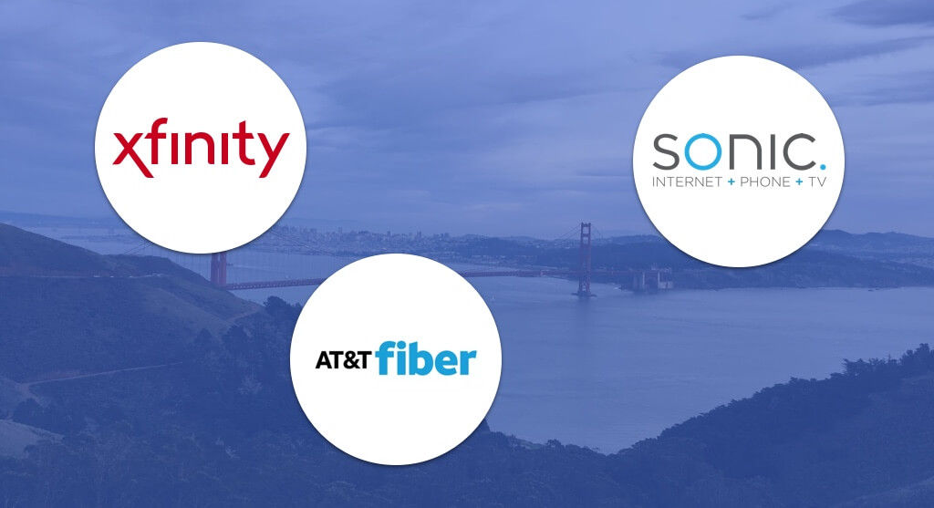 Logos of common Bay Area ISPs.