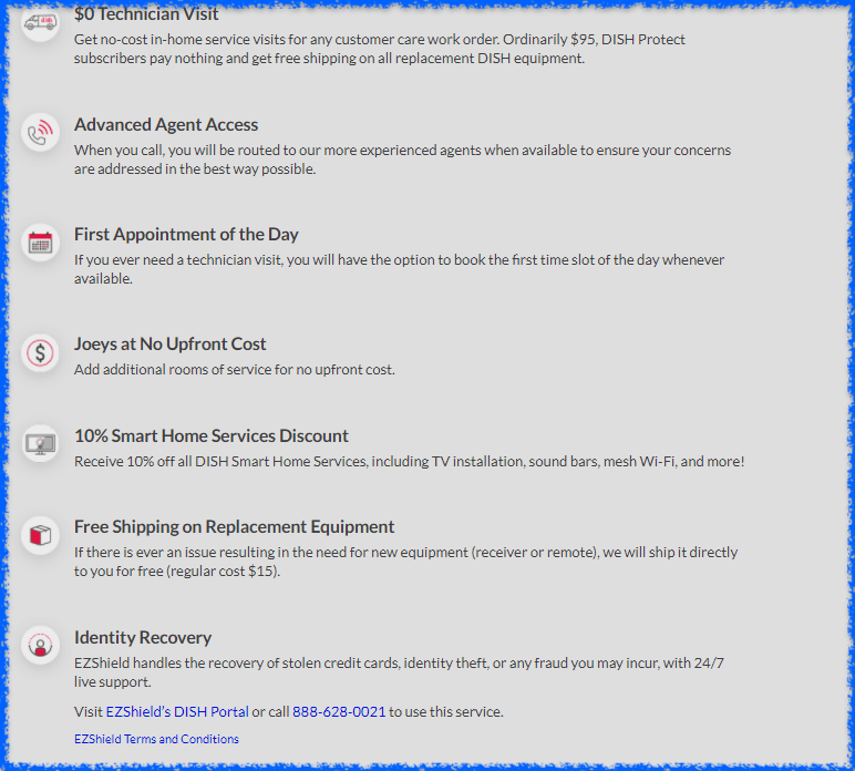 Dish Protect Silver benefits example screen.