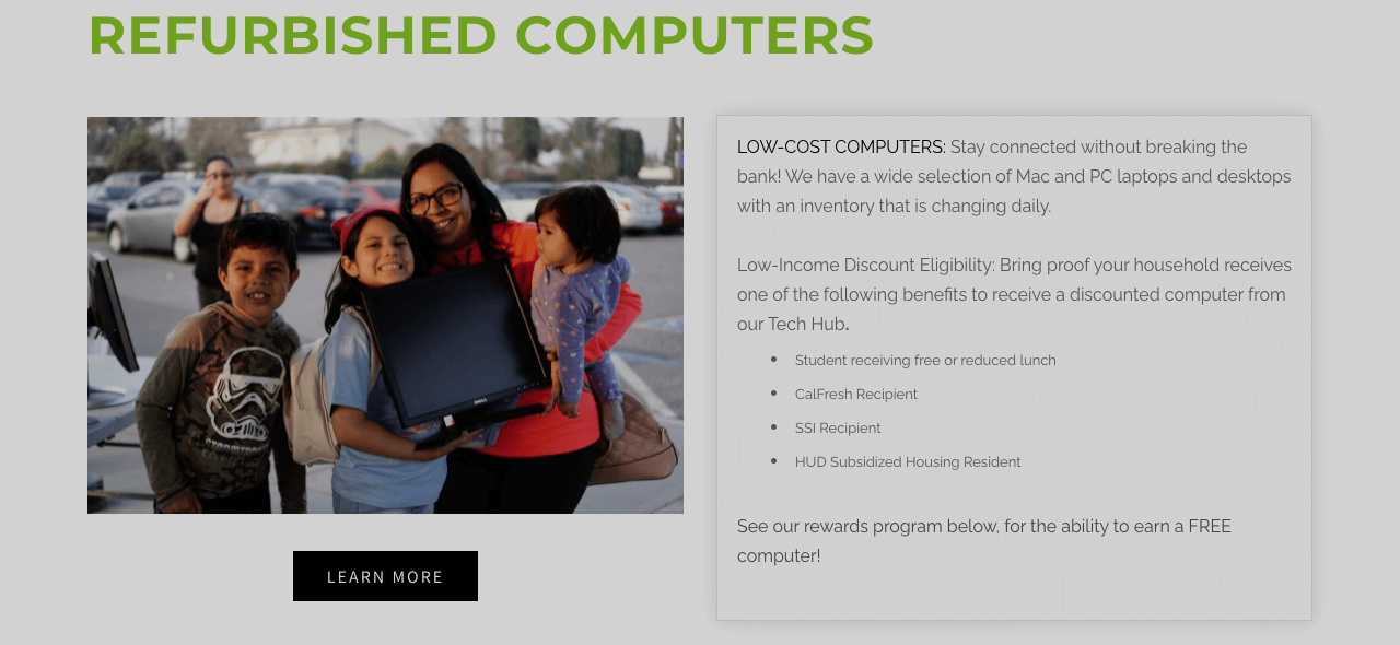 Tech Exchange homepage in Oakland.