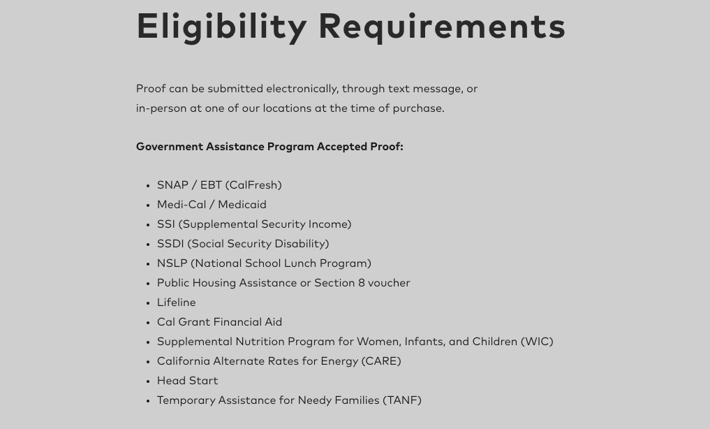 Requirements screenshot for Human-I-T in Sacramento.