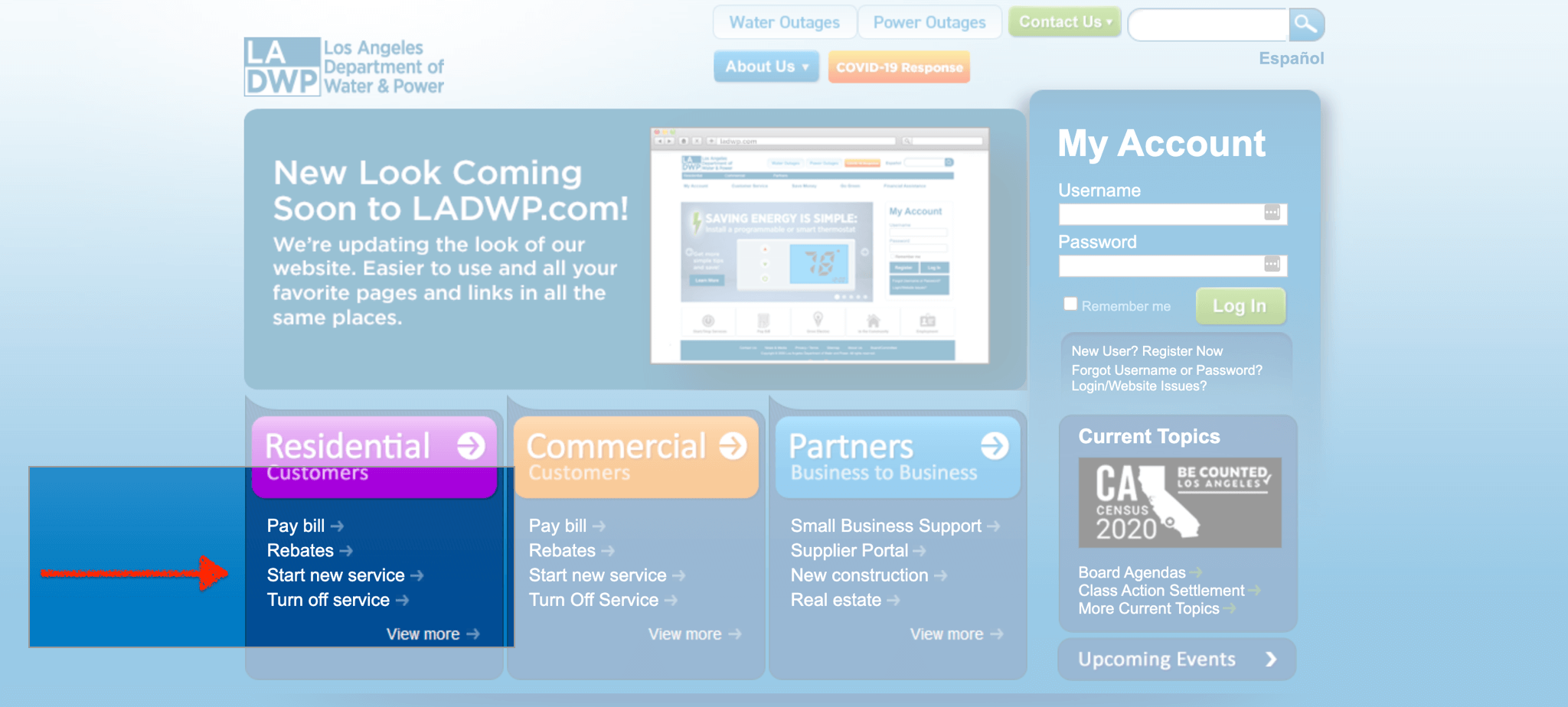 LADWP website screenshot.