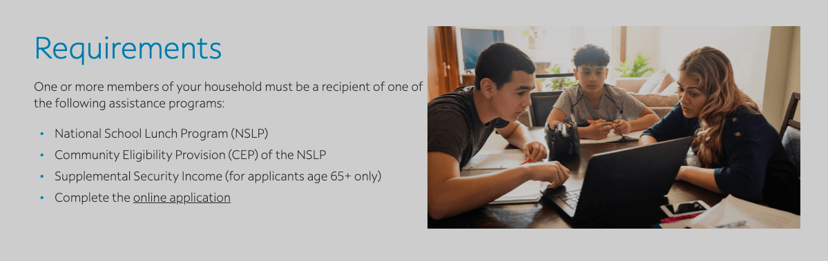Screenshot showing requirements to qualify for Spectrum Assist in Long Beach.