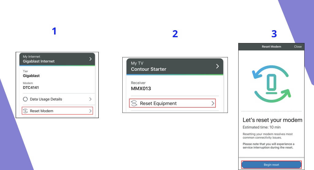 Step-by-step illustration of how to restart or reboot Cox router using customer online account.