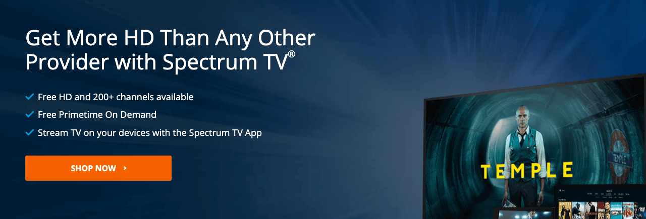 Screenshot of Spectrum's cheapest TV plan.