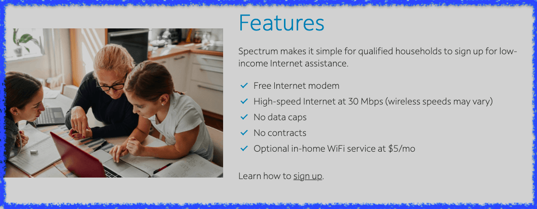 Screenshot showing Spectrum Assist features list.