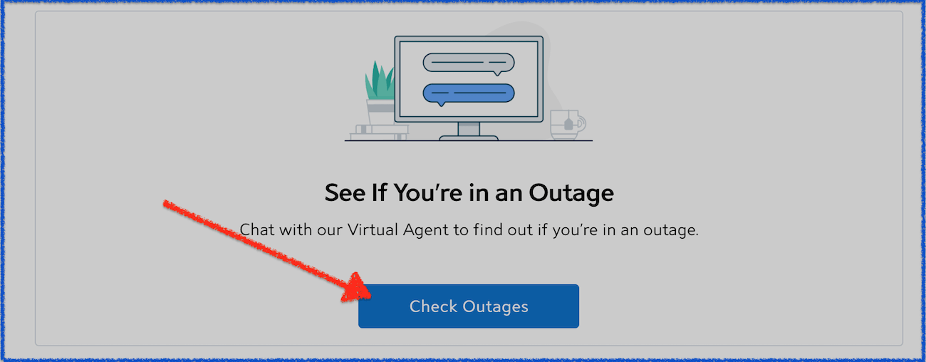 Screenshot showing how to find Spectrum outage information.