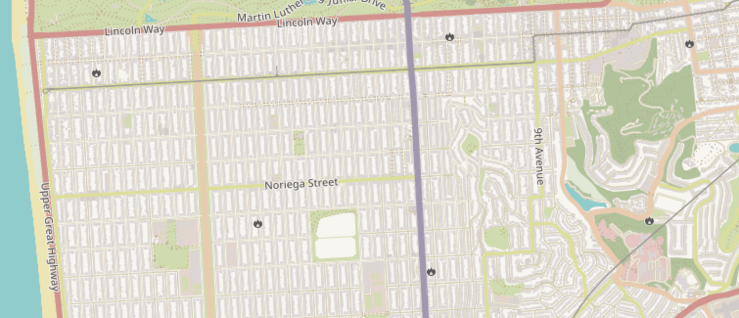 Map of Sunset-Parkside district.