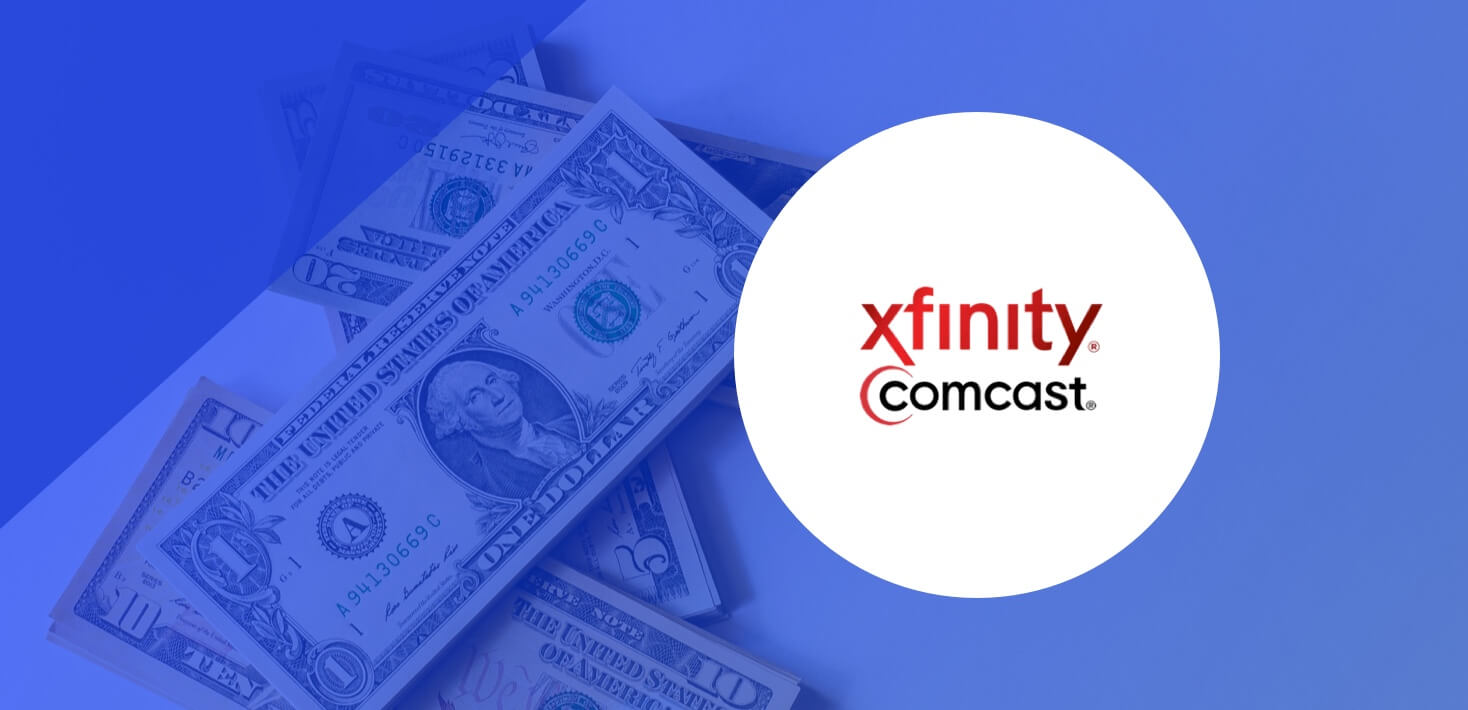 Illustration of money and the Xfinity logo.