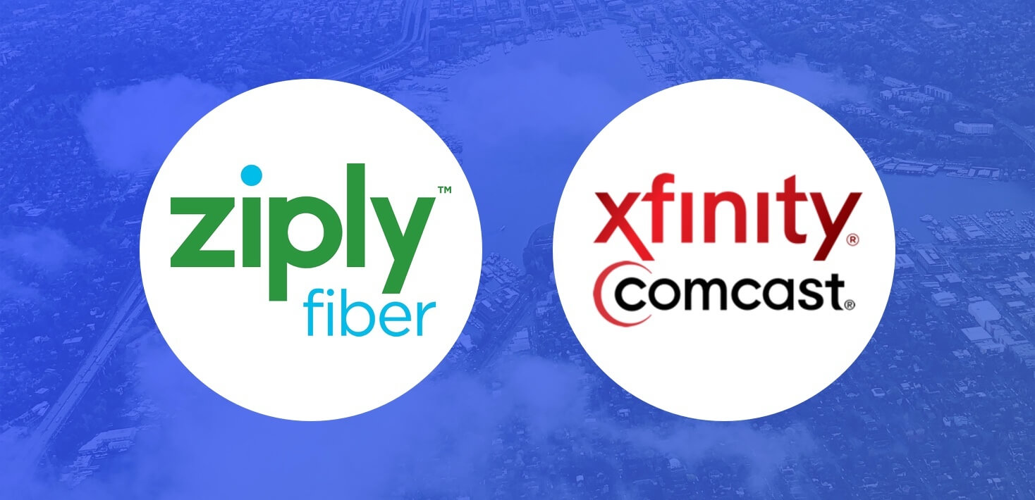 Logos of Ziply and Xfinity.